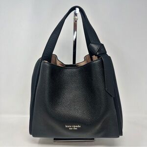 Kate Spade New York Knott Medium Black Pebbled Leather Crossbody Tote Bag